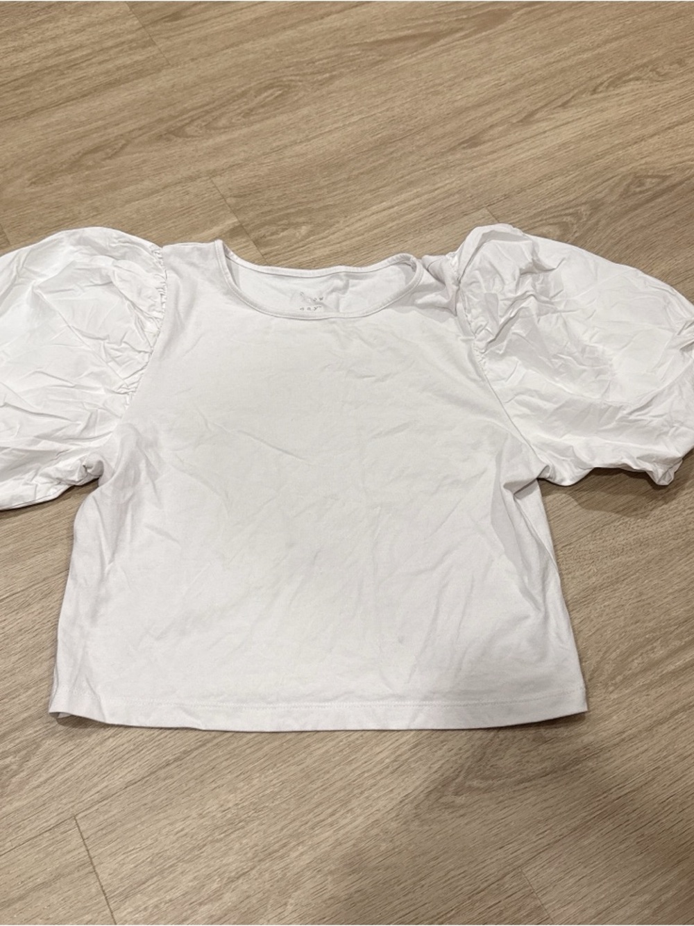 a new day White Graphic Crop Tee with Metallic Logo